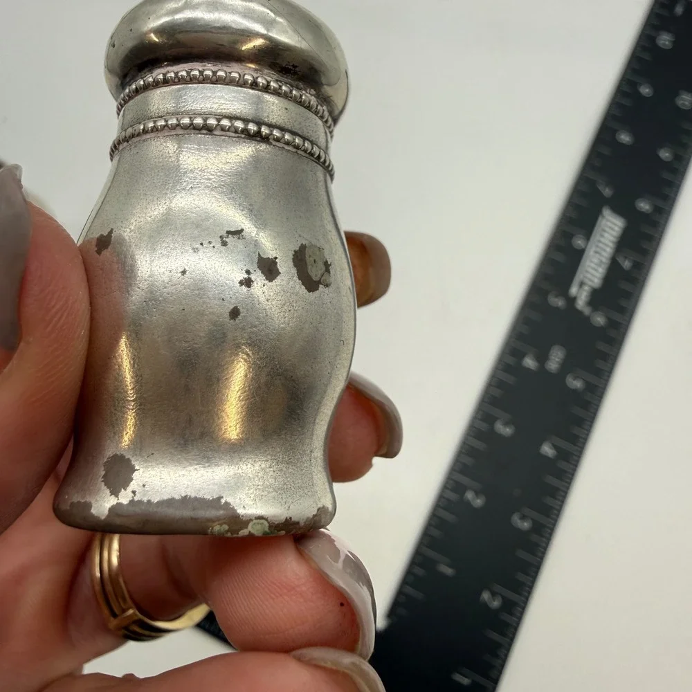 Gorham Sterling Silver Salt Pepper Shakers 2500 Victorian Beaded Set of 2 worn